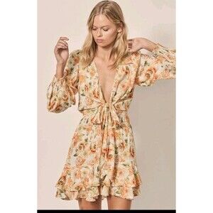 Kivari Dress Size US 6 Everly Tie Front Mini Dress Floral Summer Beach